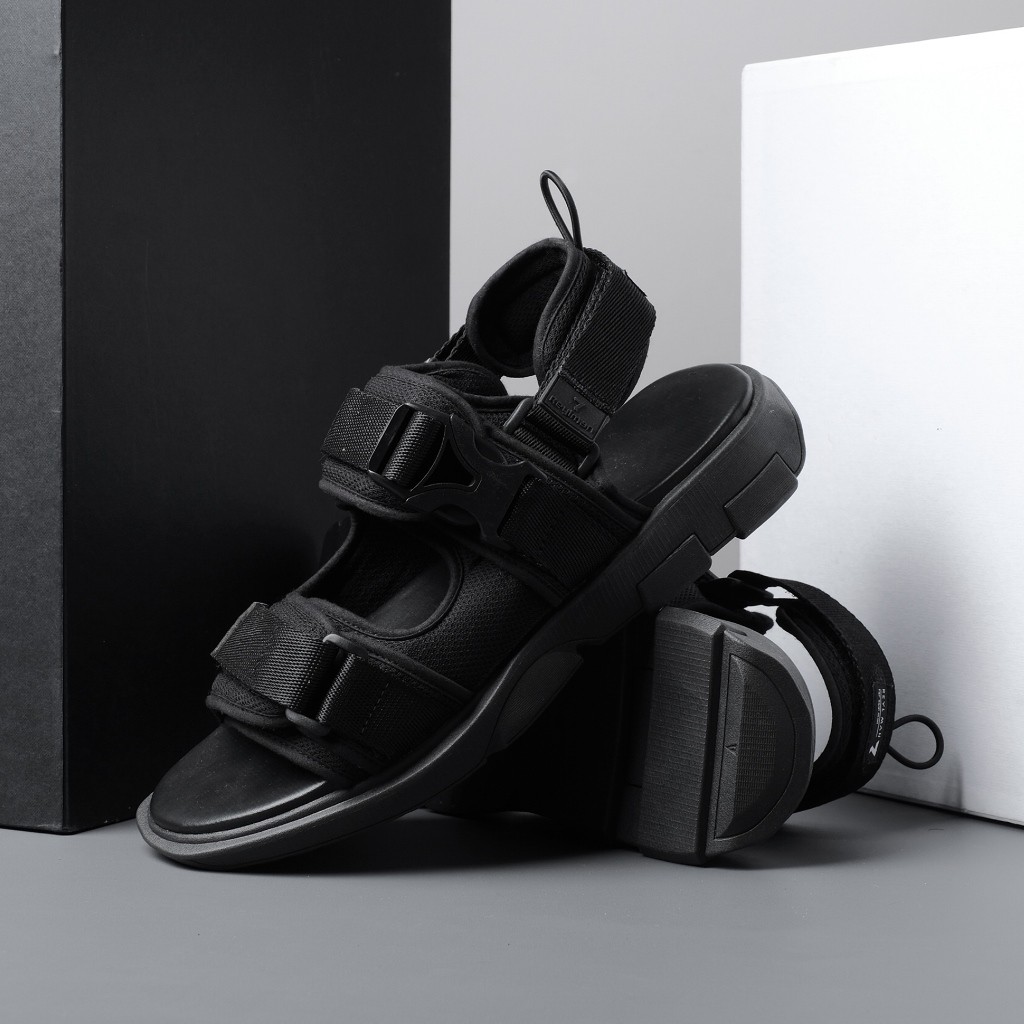 KIND BLACK ORIGINAL x REYL MAN Sandal Gunung 2 in 1 Hitam Pria Casual Jalan Santai Traveling Main Harian Lebaran Sendal Sepatu Remaja Dewasa Fashion Distro Premium Outdoor Footwear Tali 2 Strap Big Size Ukuran Jumbo 44 45 Keren Terbaru Branded Kekinian