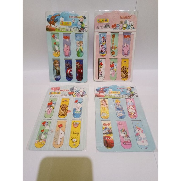 

Adawaat SATU SET ( 6 PCS ) Bookmark Magnetik Sticky Notes Magnet Pembatas Buku Magnet Karakter Lucu