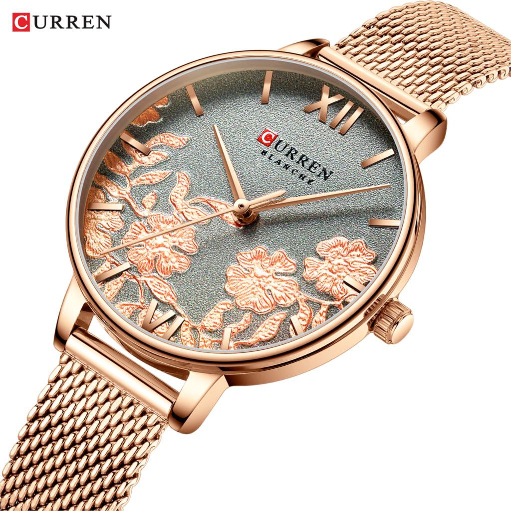 CURREN 9065S Jam Tangan Wanita Analog Stainless Steel Motif Vintage WATCHKITE WKOS