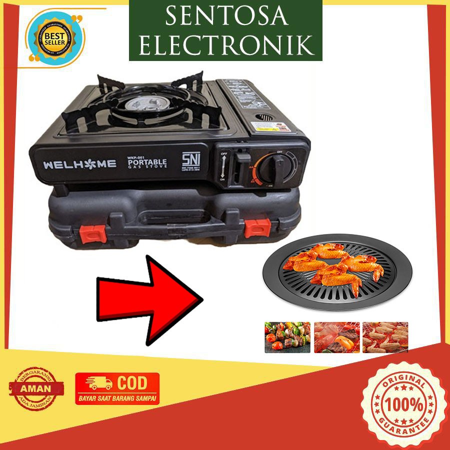 PAKET BARBEQUE/BBQ SET KOMPOR PORTABLE WELHOME+ Panggangan BBQ ULTRA GRILL