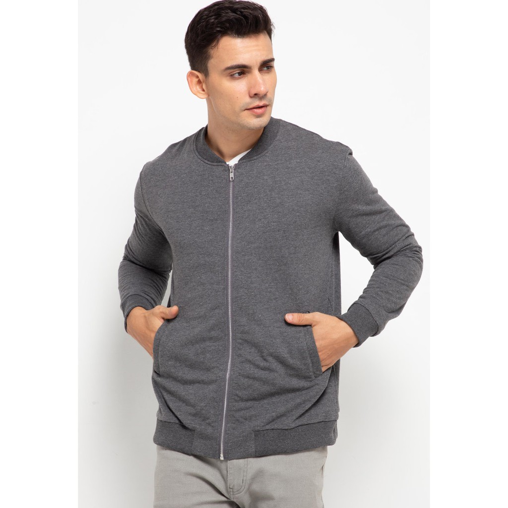Tolliver Men Relaxed Bomber Jacket Dark Grey