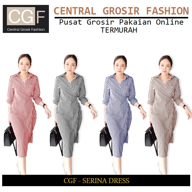 Serina Dress - Central Grosir Fashion (CGF) - Ukuran L-3XL - Matt Katun Yandet