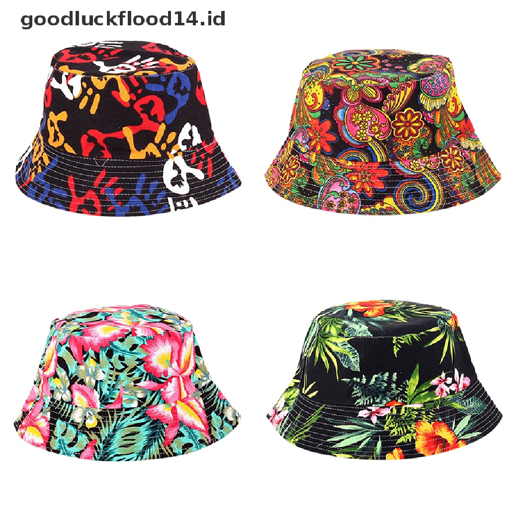 Topi Bucket Matahari Motif Bunga Untuk Pria Dan Wanita