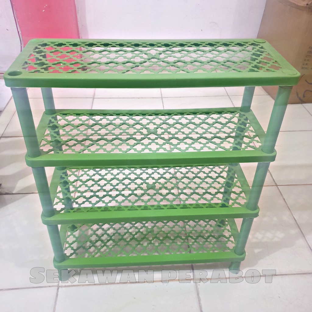 RAK SEPATU SUSUN 4 RAK SENDAL RAK PLASTIK SUSUN TINGKAT 4