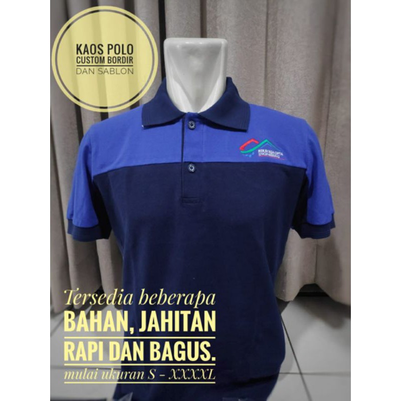 Kaos Polo Custom Logo Bordir Aneka Pilihan Bahan