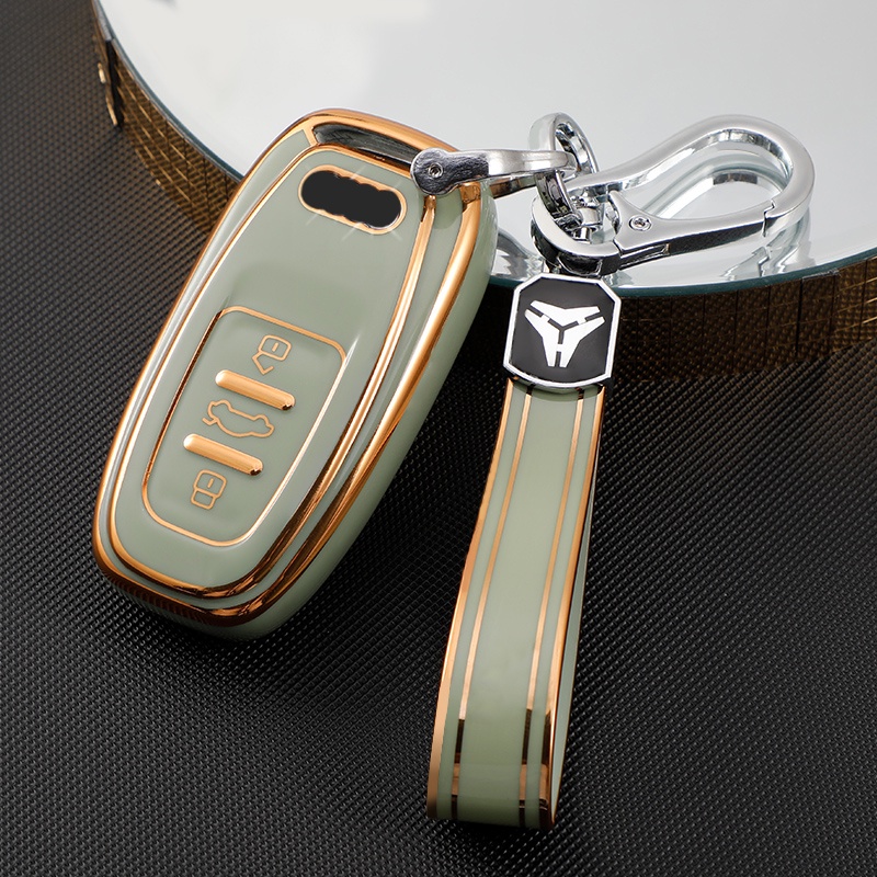 Car Remote Key Cover Case for Audi A1 A3 A4 A5 A6 A7 A8 Quattro Q3 Q5 Q7 2009 - 2015 Gold Edge TPU Bag Shell Accessories