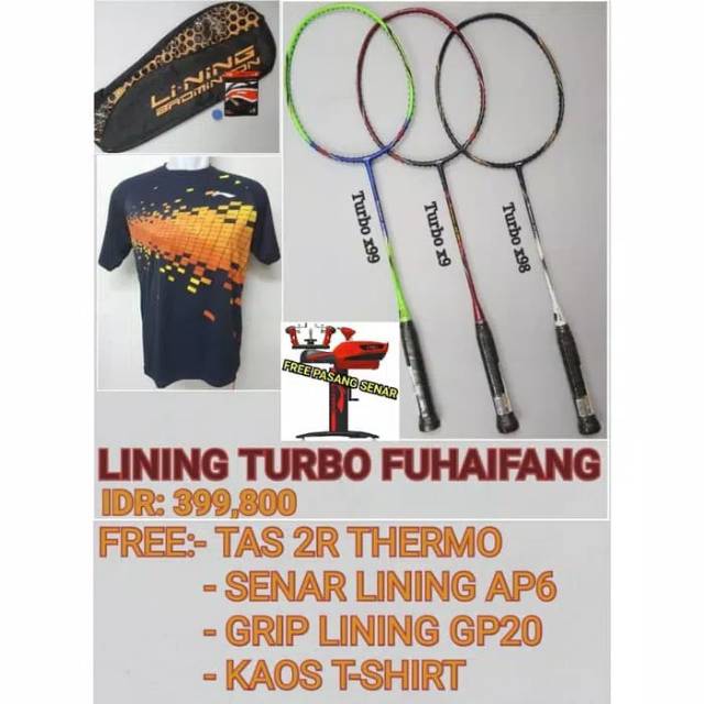 Raket Badminton / Bulutangkis LINING TURBO X 9 / X 98 / X 99 DIJAMIN ORIGINAL SIAP PAKAI