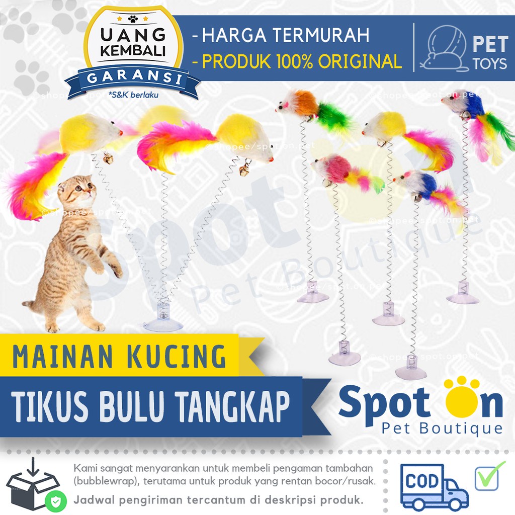 Mainan Kucing Tikus Bulu Tangkap | Mainan Kucing Bulu Tikus Per Tempel