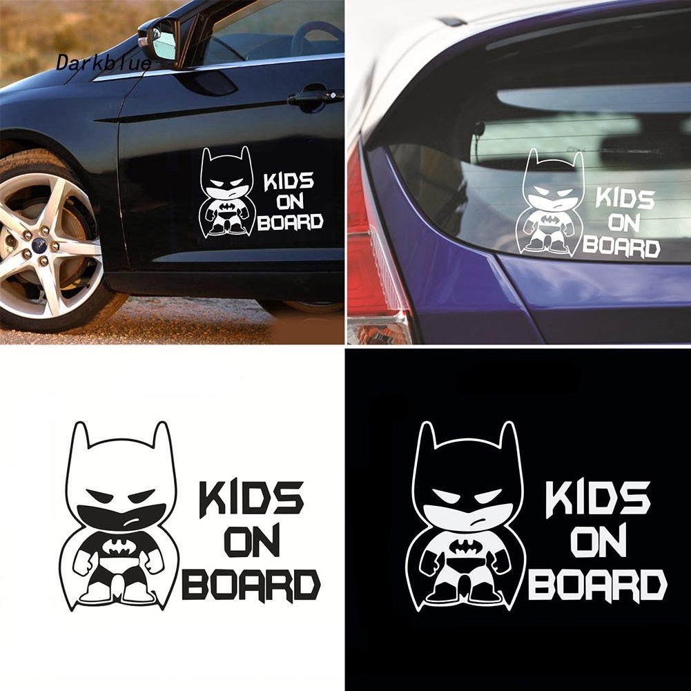 DKBL Stiker Reflektrif Motif Gambar Kartun Batman & Tulisan Kids Board Untuk Mobil