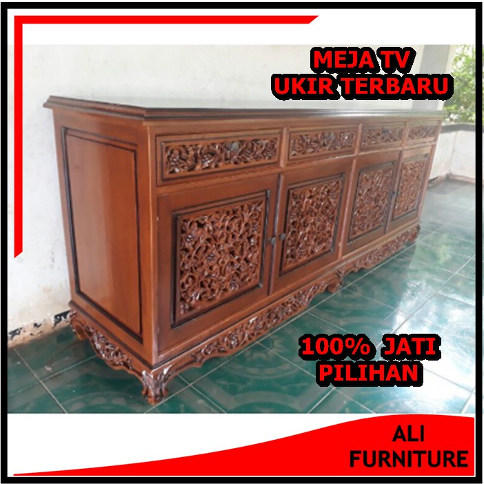 Bufet Tv Kayu Jati Model Ukir Terbaru Material Jati Pilihan Bufet Tv Palembang Produksi Jepara