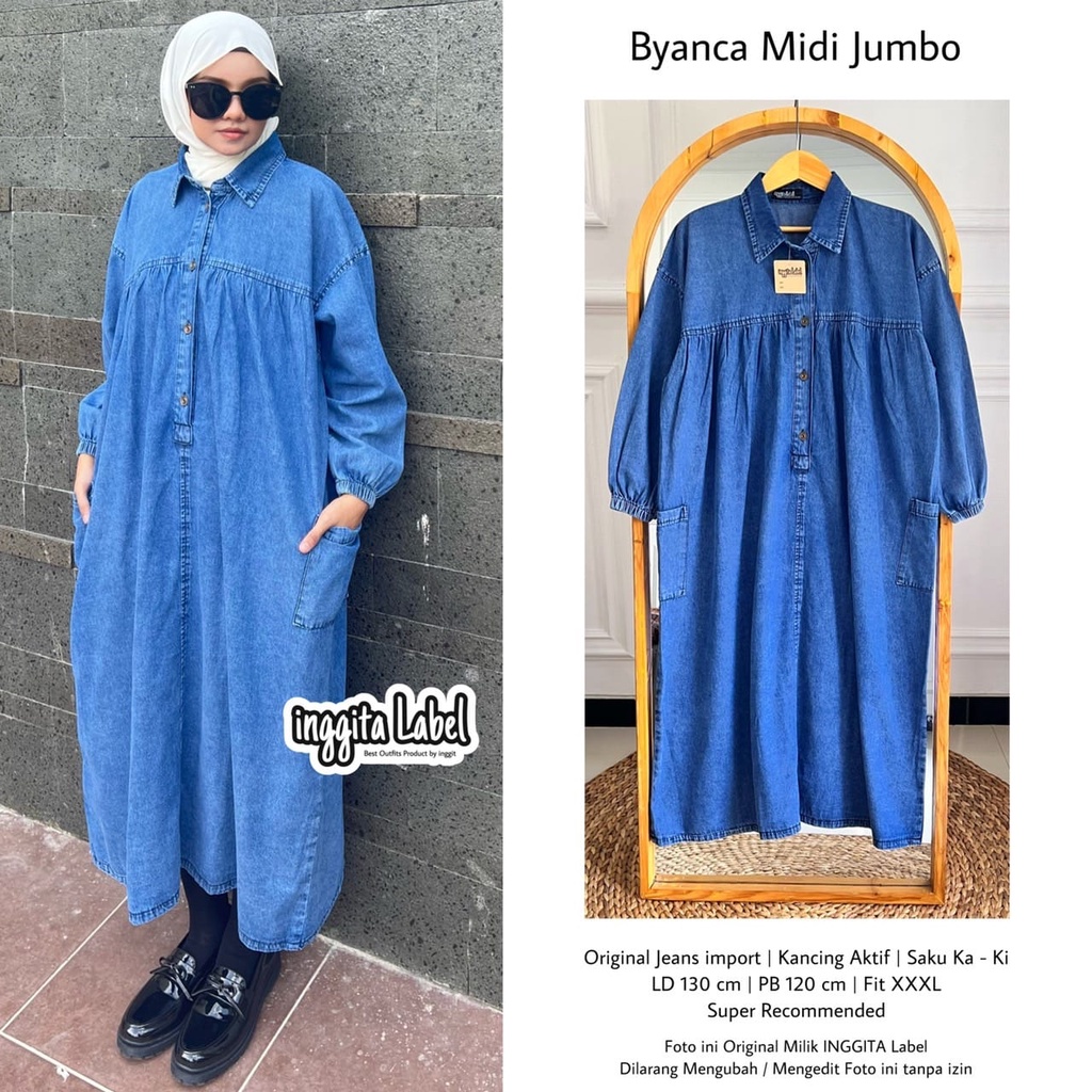 BYANCA MIDI DRESS JUMBO (MIDI DRESS JEANS JUMBO) ORI INGGITA