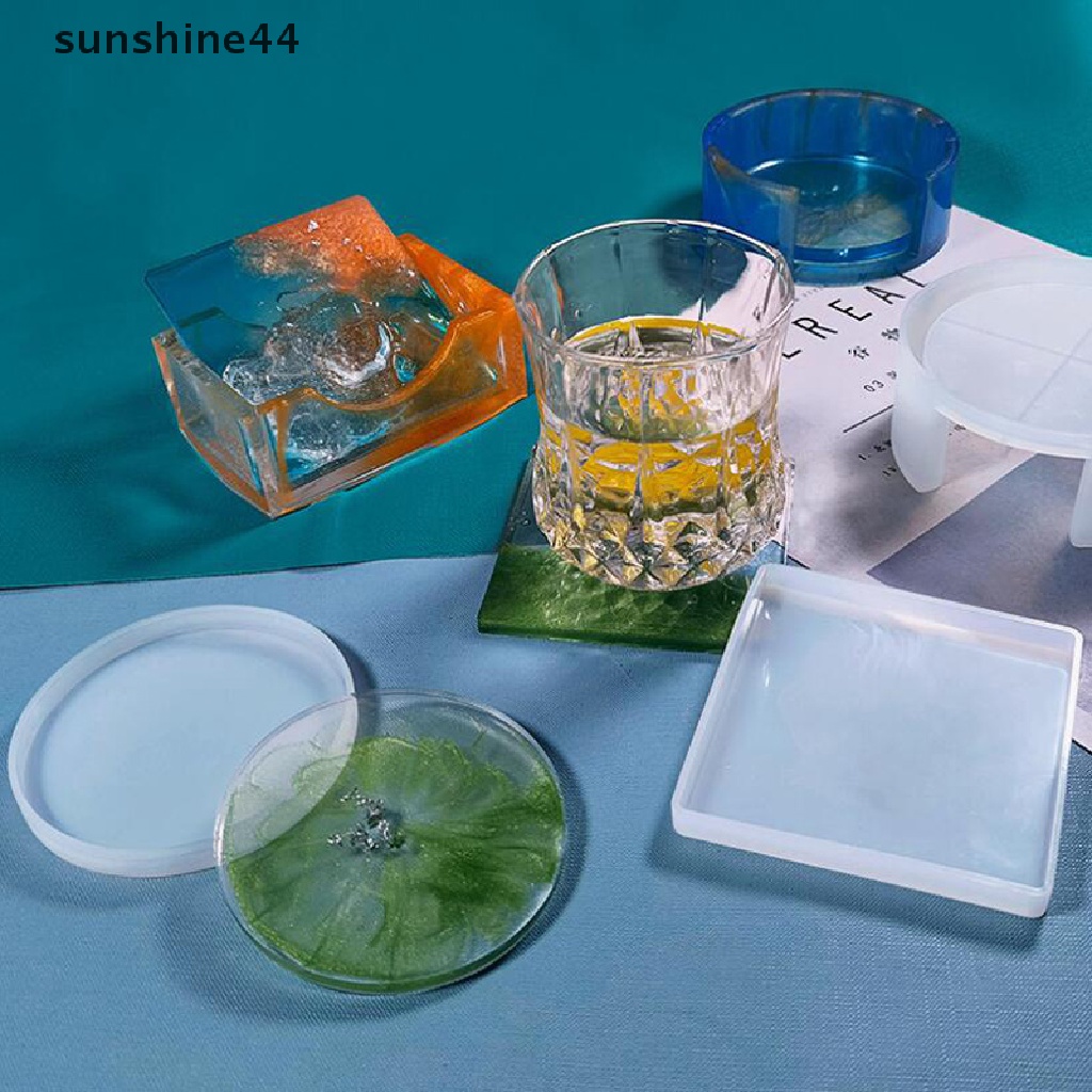 Sunshine 5Pcs Cetakan Tatakan Gelas Bahan Silikon Epoxy Resin DIY