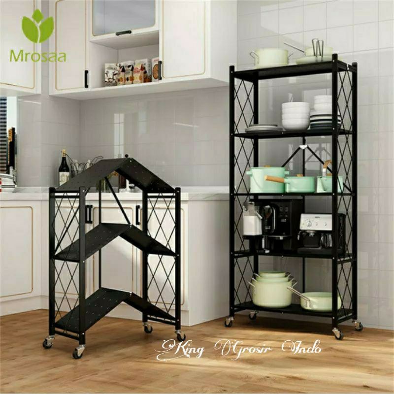 Rak Dapur Lipat 3 Tingkat 4 Tingkat 5 Tingkat Multifungsi /Rak Penyimpanan /Kitchen Rack Multi Layer