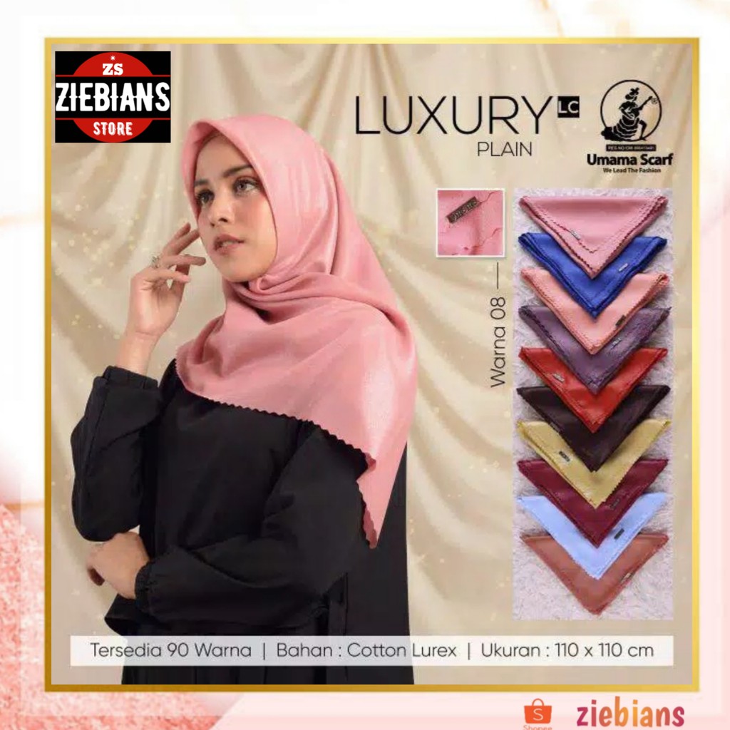 Hijab Segiempat Umama scraft Luxury LC Hijab pesta glowing glamour gliter dg bahan cotton lurex