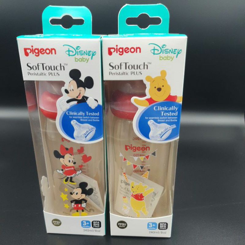 Botol susu PPSU /Pigeon Soft Touch Peristaltic Plus Disney/ Botol susu PPSU Pigeon Disney 240 ml