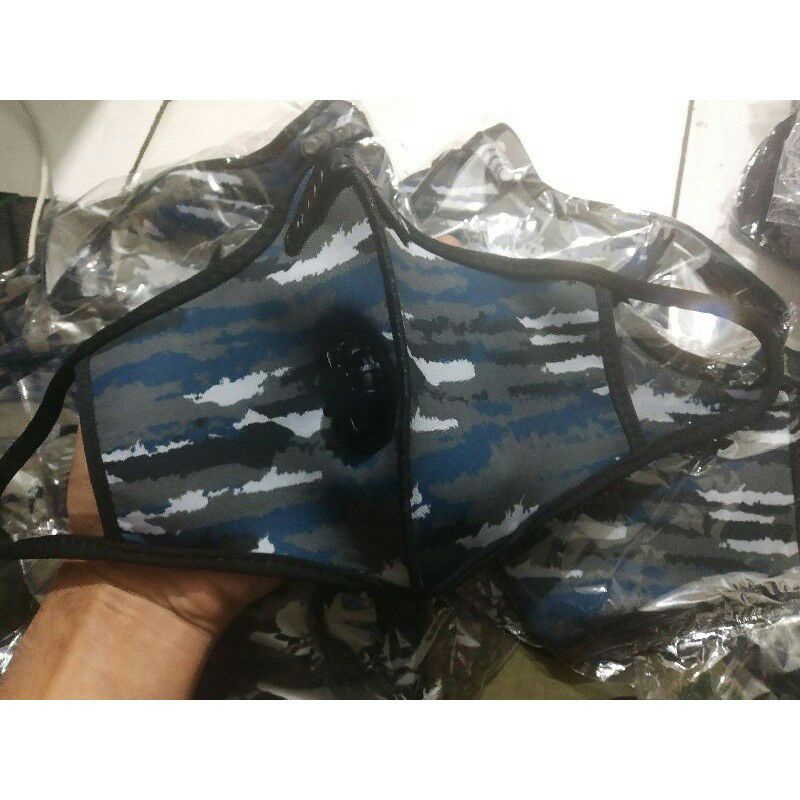 Masker Spandex Filter Loreng KRI/Layar Premium Dan Exclusive Model Tali Kun