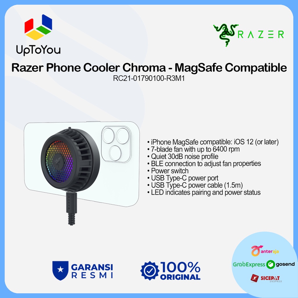 Razer Phone Cooler Chroma - MagSafe Compatible Smartphone Cooling Fan