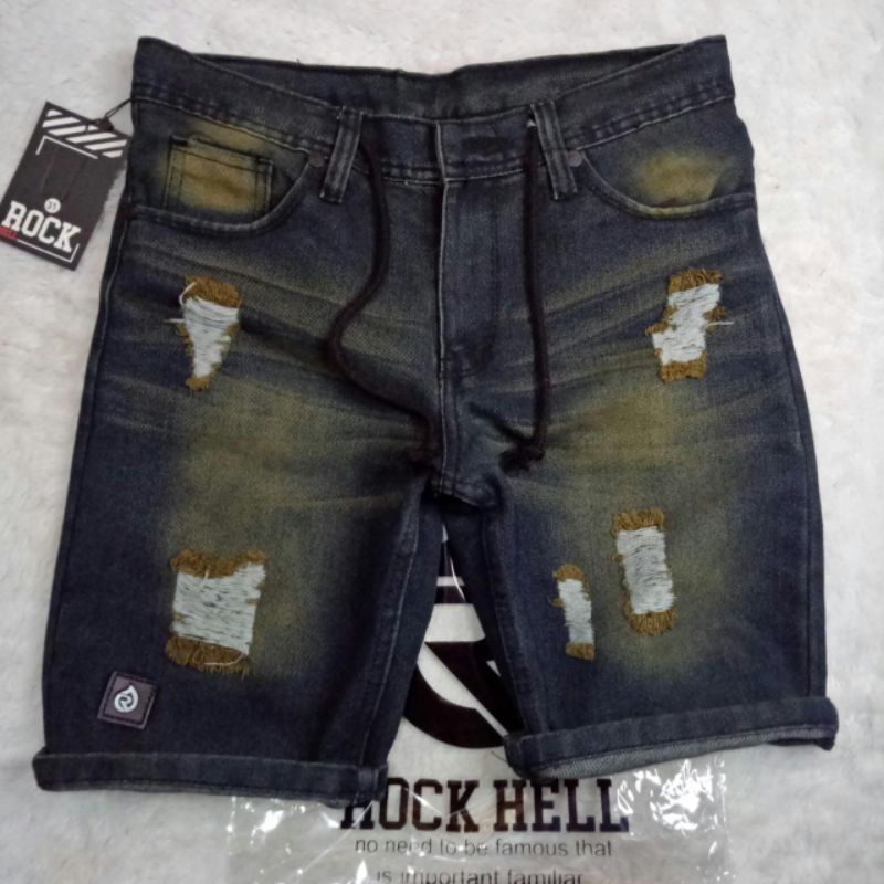 Celana Pendek Jeans Ripped Wisker