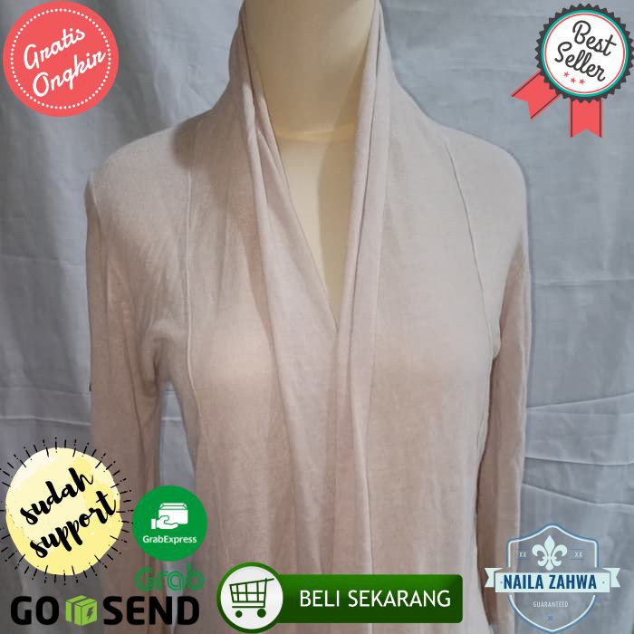 BAJU CARDIGAN LENGAN PANJANG TANPA KANCING VG09L29 - Cream- L