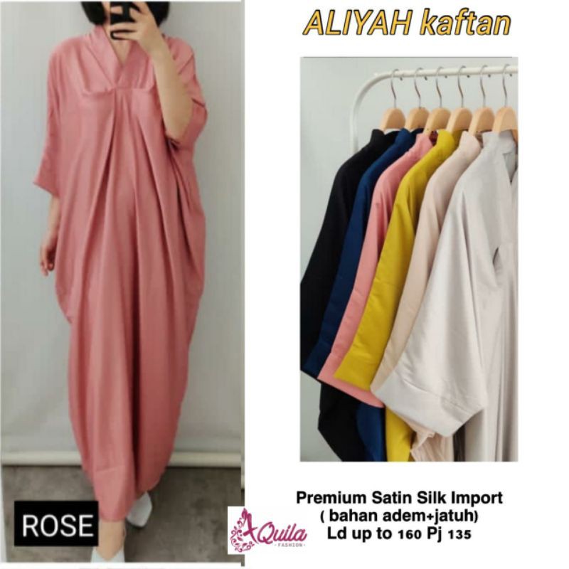 Dress kaftan motif aliyah matt premium satin silk import