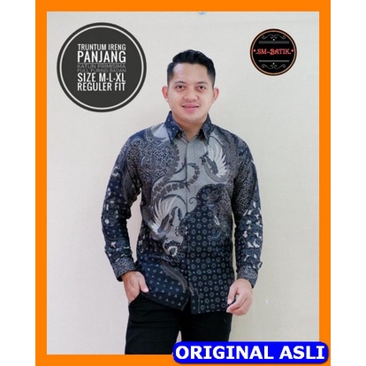 TRUNTUM IRENG KEMEJA BATIK PRIA SOLO LENGAN PANJANG FULL FURING PREMIUM SM Naga Merah Ajibhanu