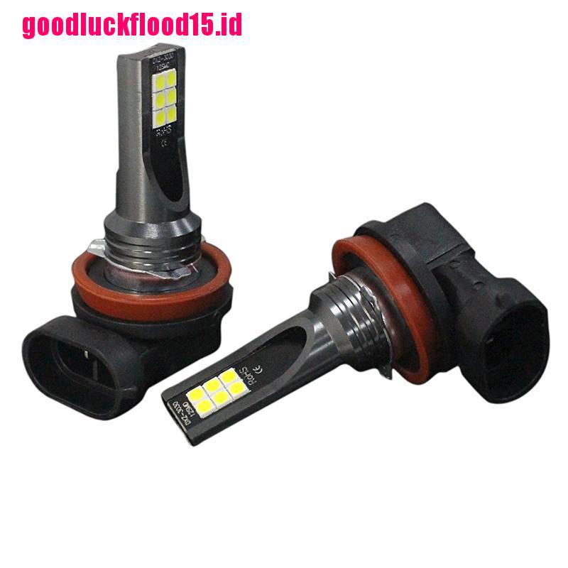 (LUCKID) 1pc Lampu Kabut LED H8 / H9 H11 3030 12SMD 12V 6000K Untuk Mobil