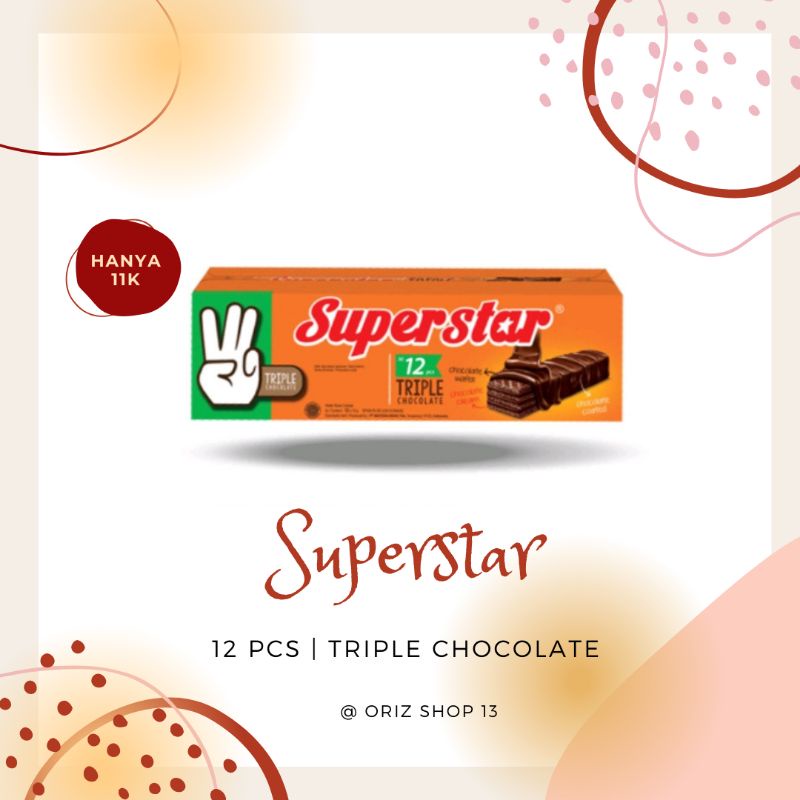 

Superstar Triple Chocolate Box 12 pcs X 18 gr | Wafer super star Mayora
