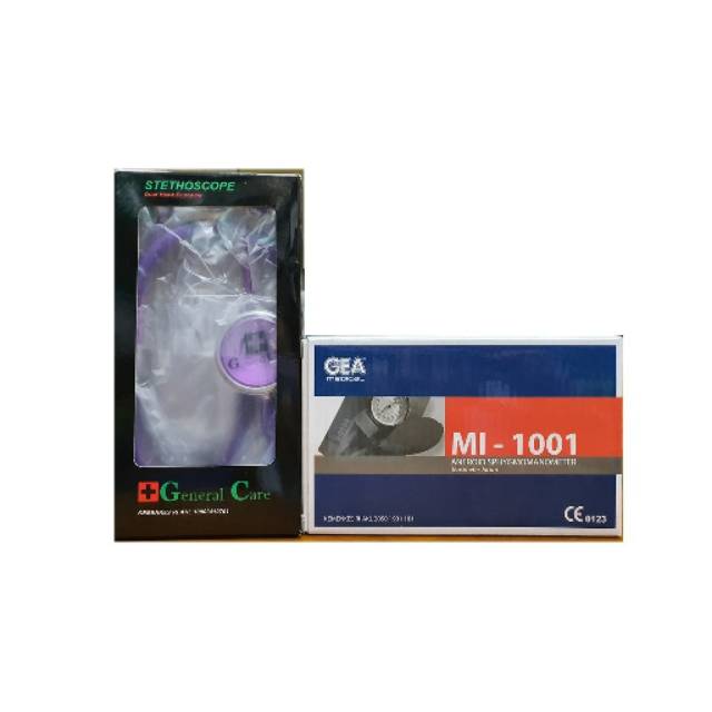 Tensimeter Aneroid GEA dan Stetoskop GC / Ukur Tensi Darah Manual