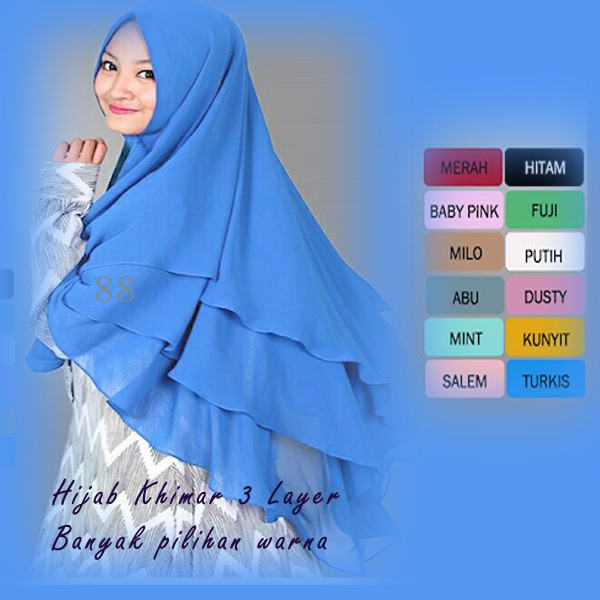 Jilbab Hijab Kerudung Instan Instant Bergo Segi Empat Segiempat Square Panjang Syari Polos Motif Jum