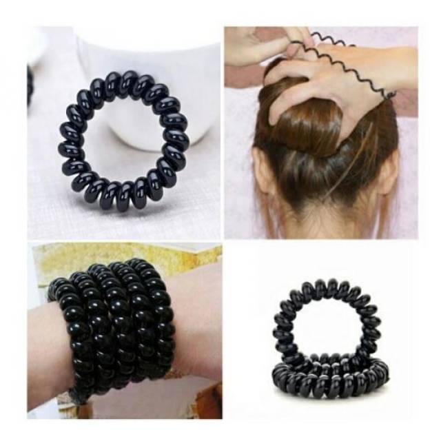 Jual Kuncir rambut spiral hitam 12pcs | Shopee Indonesia