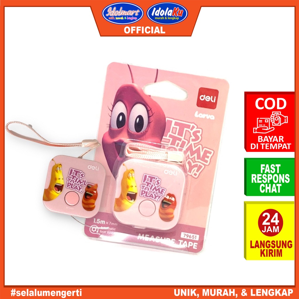 IDOLMART Deli Larva Measure Tape / Meteran Mini Plastik 1.5 m 3 Warna Fiberglass E79651 Surabaya