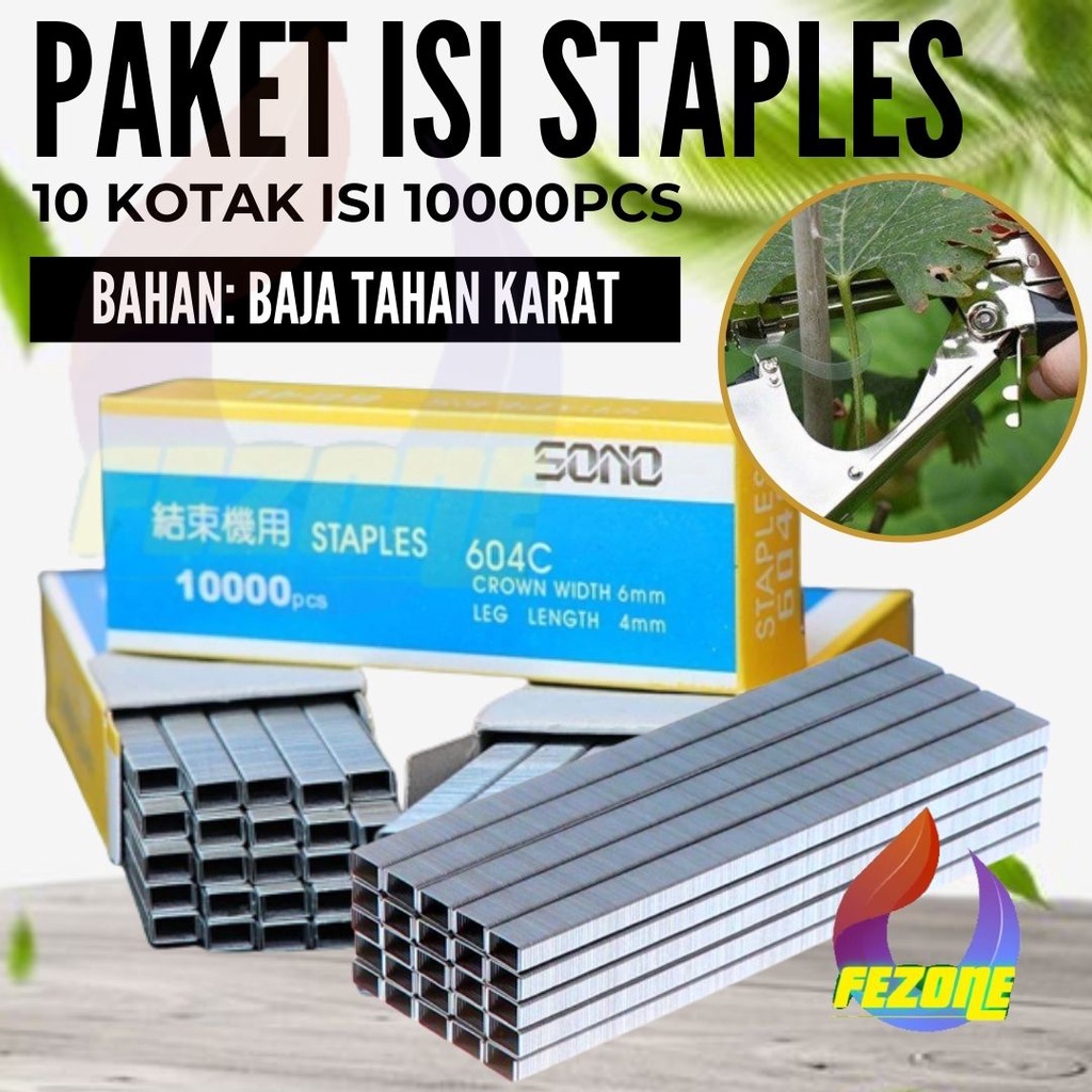 Paket Isi Staples Refill Tapetool 604C 10x10000 Pcs FEZONE