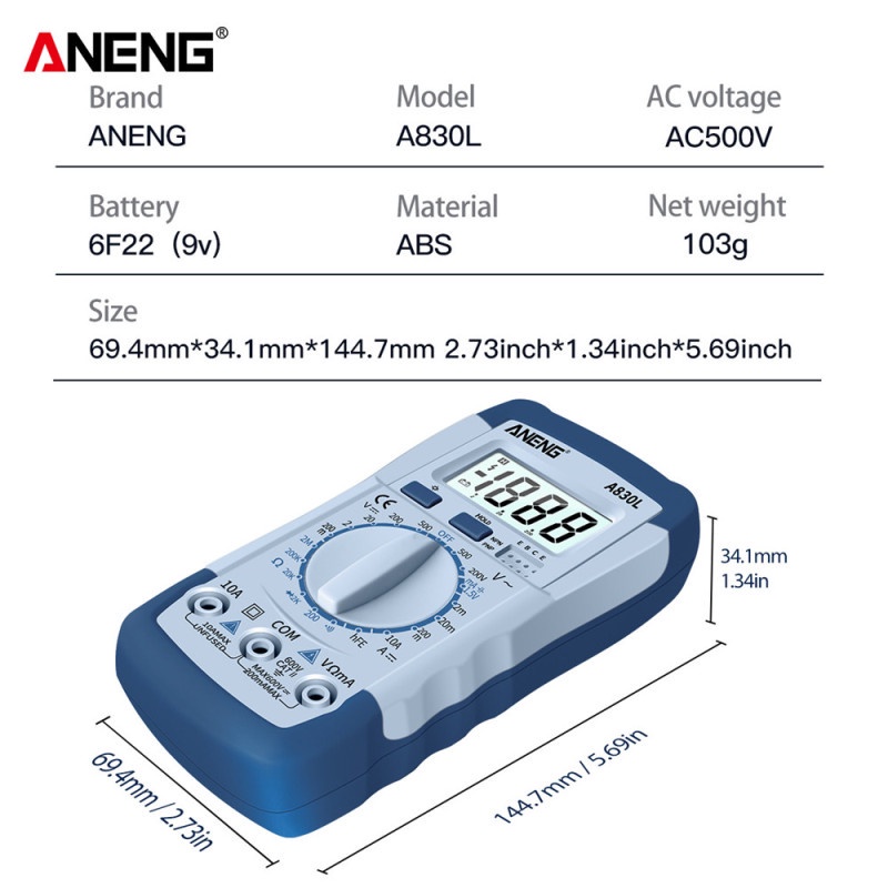 Digital multitester multimeter avometer A830L Visero