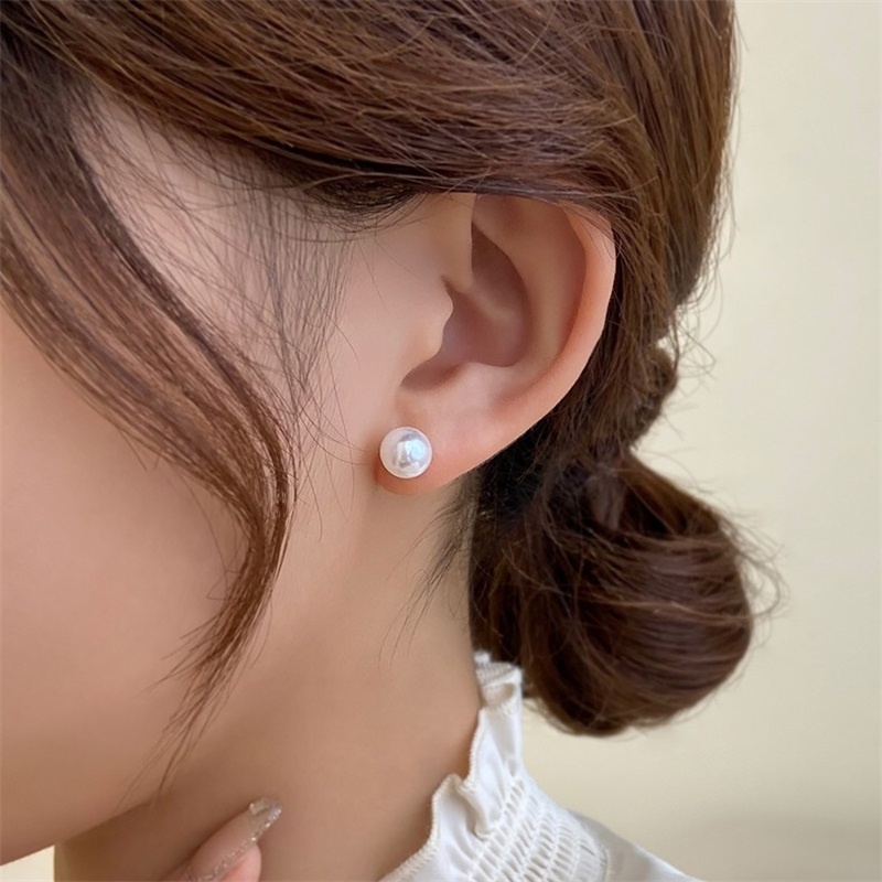 Anting 925 Silver Hias Mutiara Ukuran 6mm Untuk Perempuan