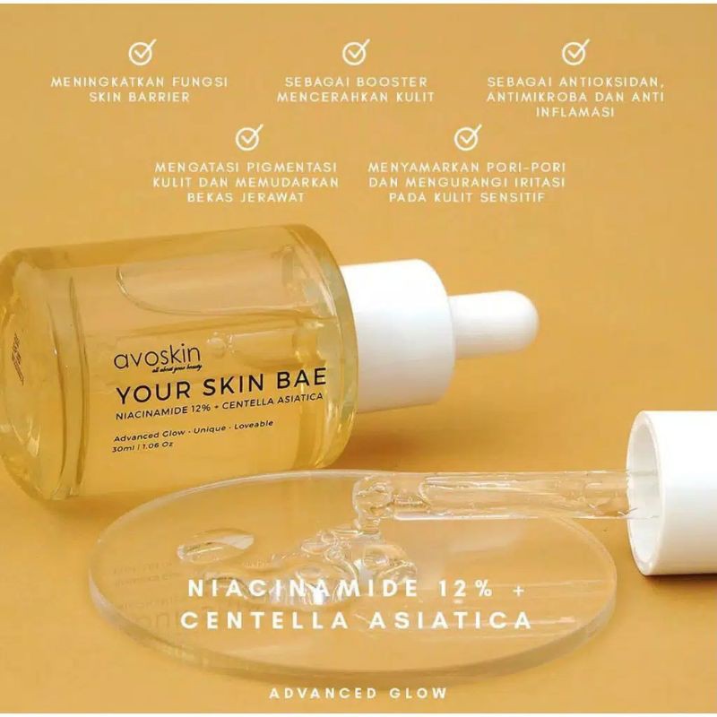 (BPOM) AVOSKIN Your Skin Bae Niacinamide 12% + Centella Asiatica 30ml