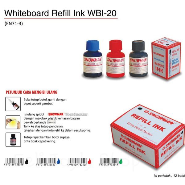 

Refill Tinta Spidol Whiteboard Snowman (Non Permanent)