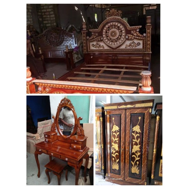 set kamar tidur jati