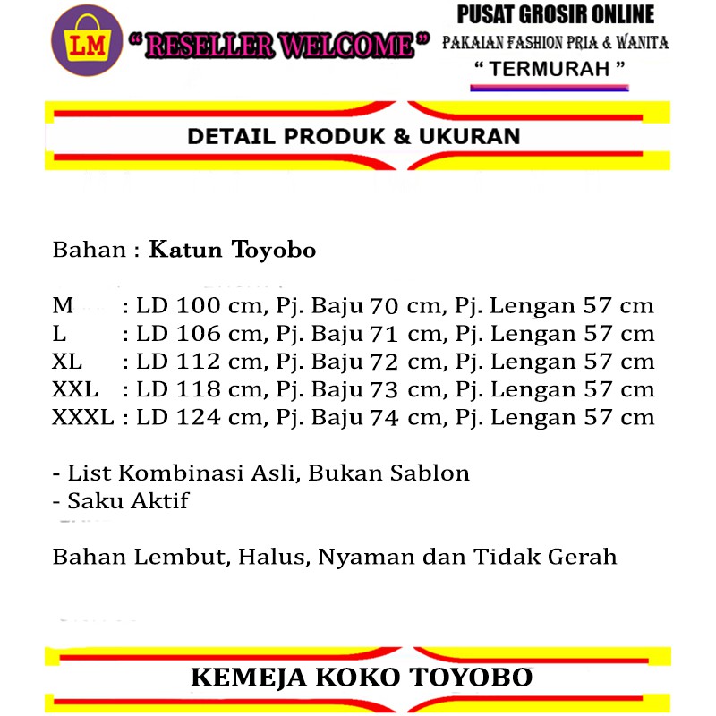 Baju Kemeja Koko Pria Lengan Panjang Terbaru 2021 KOKO TOYOBO LMS 14747-14755