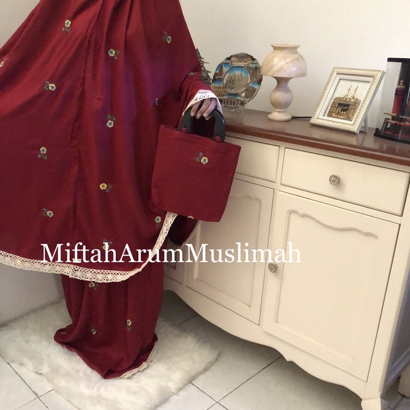 Mukena Dewasa Katun Rayon Bordir Bunga