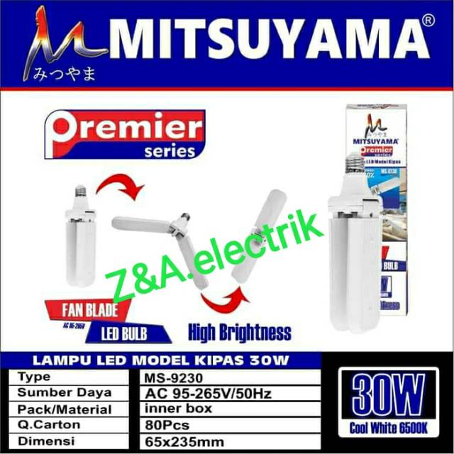 Lampu LED Model Kipas 30 Watt MS-9230 LED Fan Blade Bullb