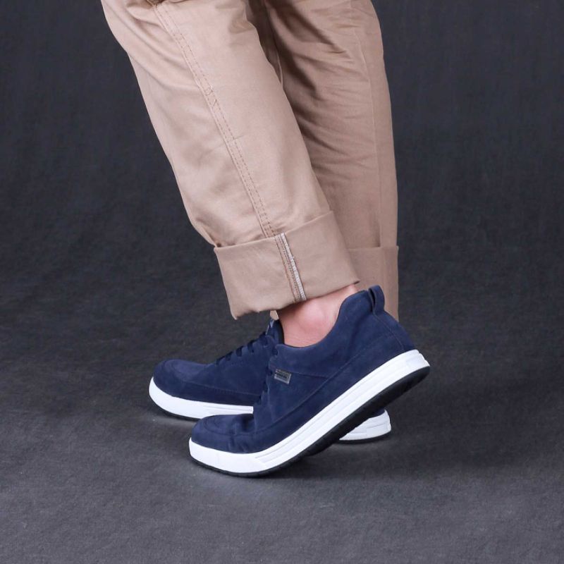 PROMO COD TERMURAH Sepatu Casual Sneakers Pria Biru Navy | Sepatu Cowok Keren Kulit Distro | Sepatu Kets Sekolah Kuliah Kerja