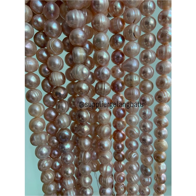 Bahan Mutiara Air Tawar Barok / Baroque LAVENDER 10 x 16mm Bulat pearl