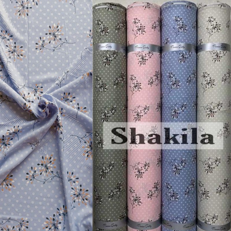 Kain Shakila Motif Bunga Salju dan Kenanga harga setengah meter