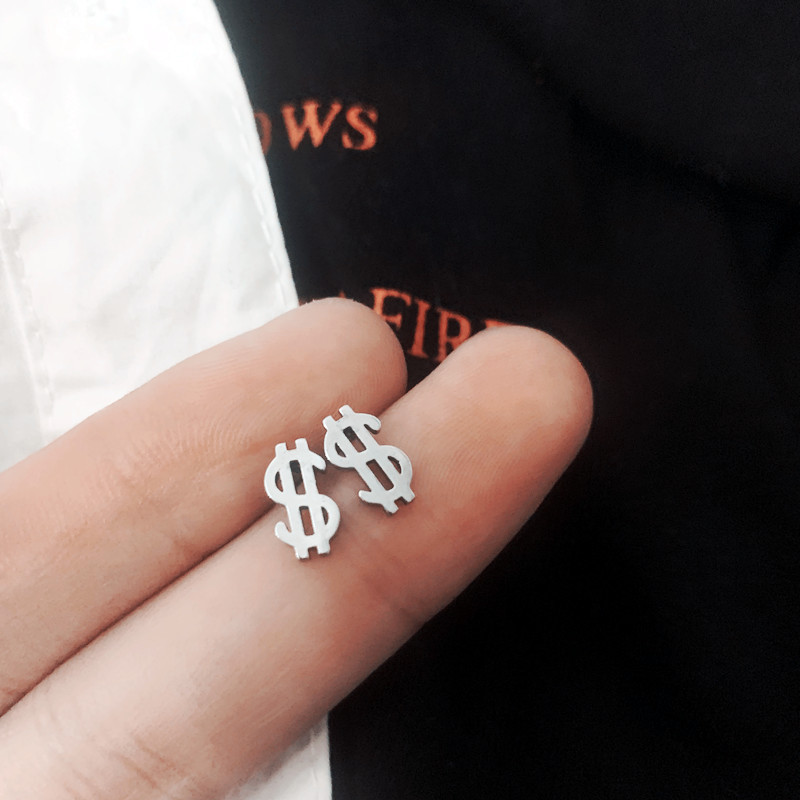 Anting Stud Desain Dollar Ukuran Kecil Untuk Pelajar