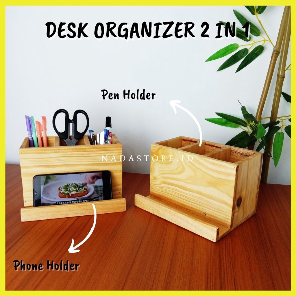 COD - KOTAK STORAGE MEJA DESK ORGANIZER KOTAK PEN HOLDER DAN PHONE STAND HOLDER