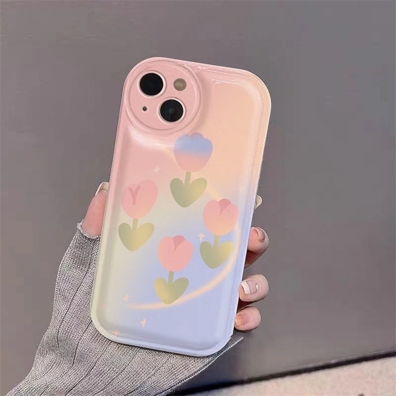 Soft Case Pelindung Kamera Shockproof Motif Bunga Untuk iPhone 14 13 12 11 Pro Max X Xr Xs Max 7 8 6 6s Plus SE 2020