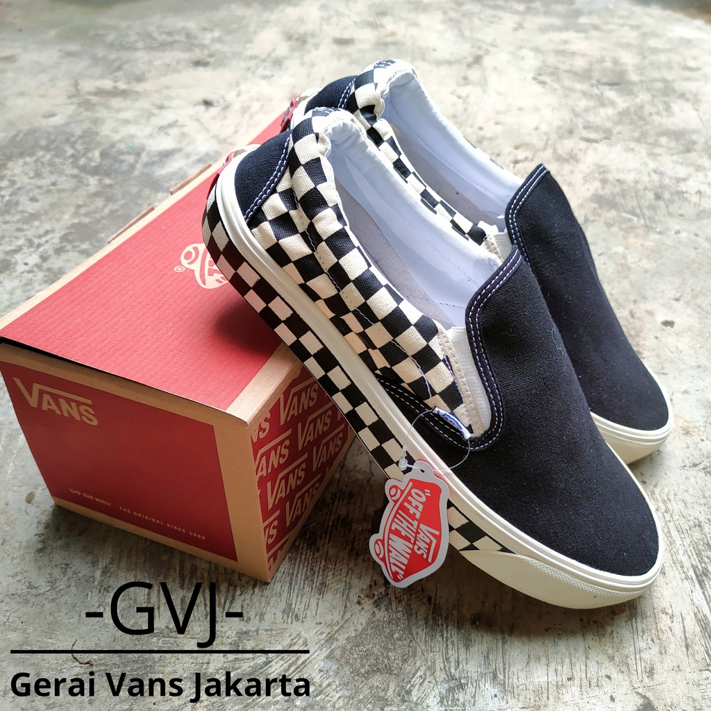 (BISA GRAB) VANS SLIP ON SIDEWALL CHECK BLACK WHITE | VANS SLIP ON CHECKERBOARD | VANS ORIGINAL-2