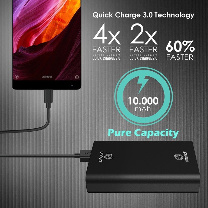 UNEED QuickBox M10 PowerBank 10.000mAh Quick Charge 3.0 Black