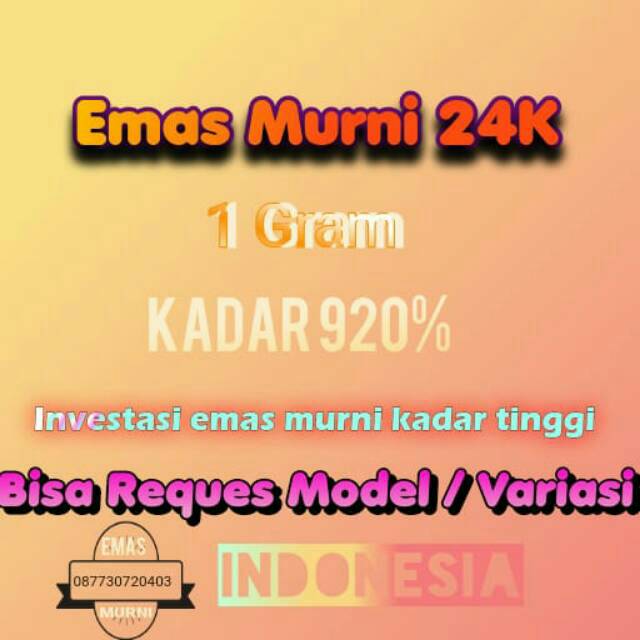CINCIN POLOS EMAS ASLI MURNI KADAR 24K KADAR TINGGI 920 1 GRAM
