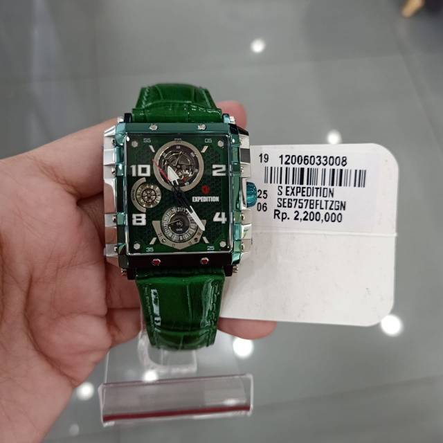 Jam Tangan Wanita Expedition E 6757 bf original garansi 1 tahun resmi green leather